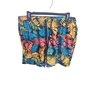Tropical Print Swim Trunks Mens Colorful Leaf Design Swimsuit Shorts‎